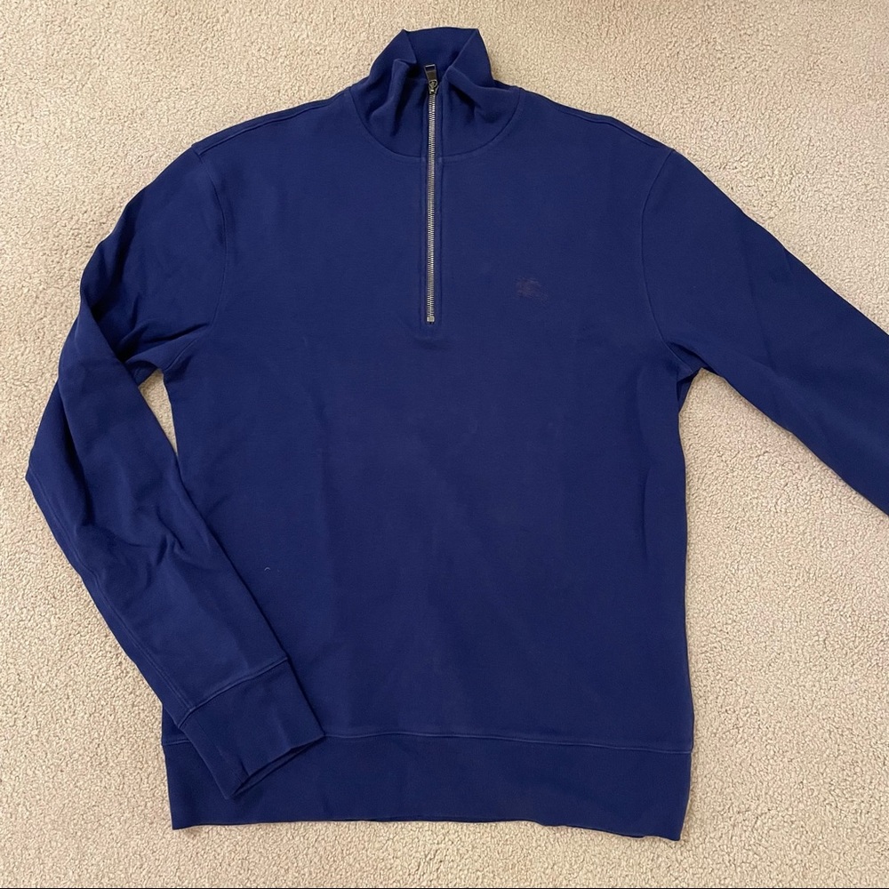 EUC Burberry Brit 1/4 Zip Sweater Blue Medium